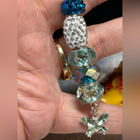 🦋Pandora like charms with green crystals and butterfly accent purse bling - Picture 5 of 11